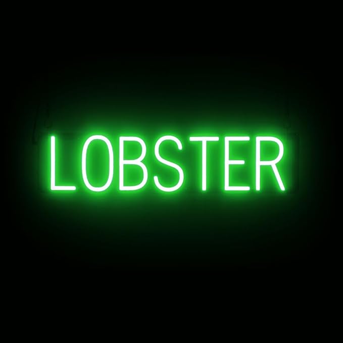 SpellBrite LOBSTER Sign | Restaurant-Related Sign with Neon Look, Green LED Light | 27.0" x 6.3"