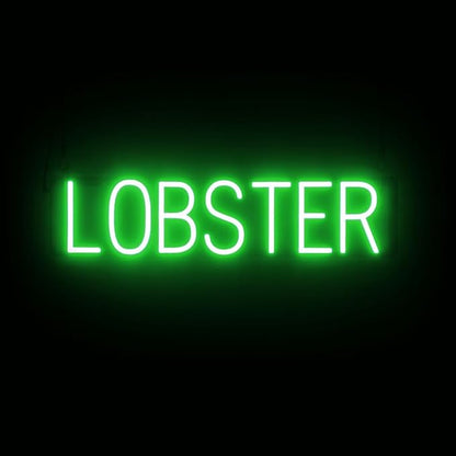 SpellBrite LOBSTER Sign | Restaurant-Related Sign with Neon Look, Green LED Light | 27.0" x 6.3"