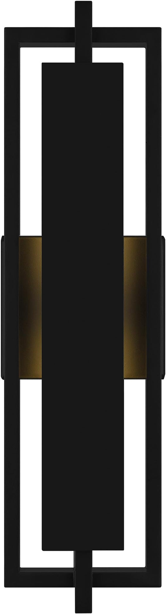 Quoizel Pointsett Outdoor Wall Lantern, 21 Inch Geometric Coastal Armour Matte Black Wall Sconce, Sleek Modern Light Fixture, Integrated LED, Outside Lights for Patio, Porch, Front Door or Garage