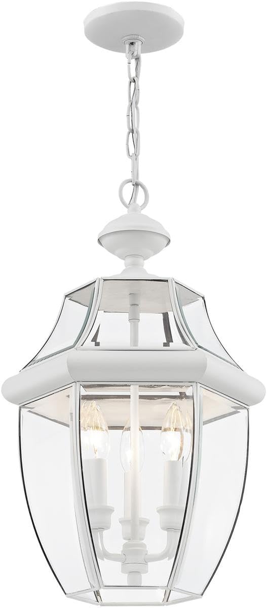 Livex Lighting 2355-03 Monterey 3-Light Outdoor Hanging Lantern, White