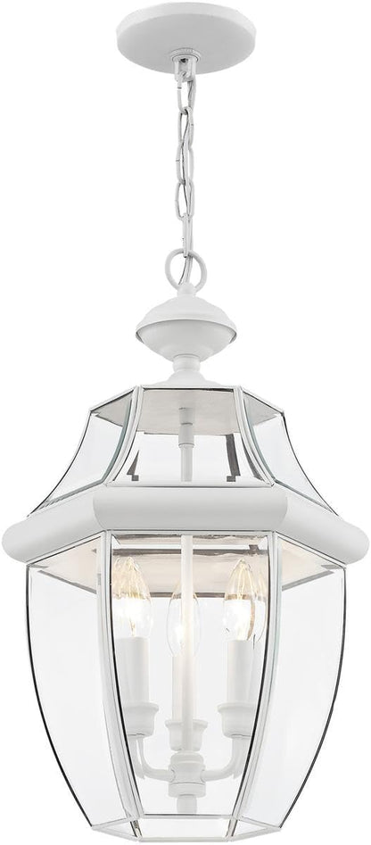 Livex Lighting 2355-03 Monterey 3-Light Outdoor Hanging Lantern, White
