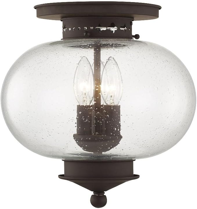 Livex Lighting 5037-07 Harbor 3-Light Ceiling Mount, Bronze