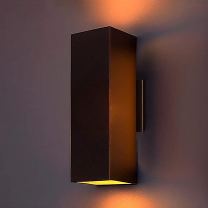 Modern Up Down Wall Lights Outdoor with Dusk to Dawn Photocell Sensor, LED Outdoor Wall Lighting, Waterproof Bronze Porch Lantern, 13" Square Wall Sconce for House Garden Entrance