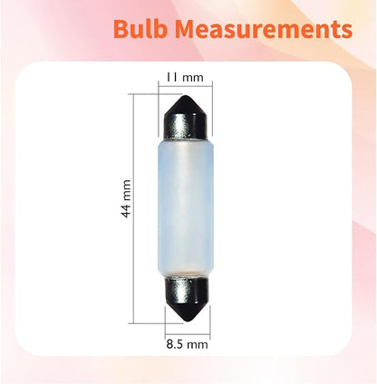 10 Pack Frosted Festoon Bulb Sv8.5-8 T3.25 10X44mm, 24V 5W Under Cabinet Light Bulb Xenon Festoon Light Bulb Dome Light Car Trunk Cargo Light Interior Door Light