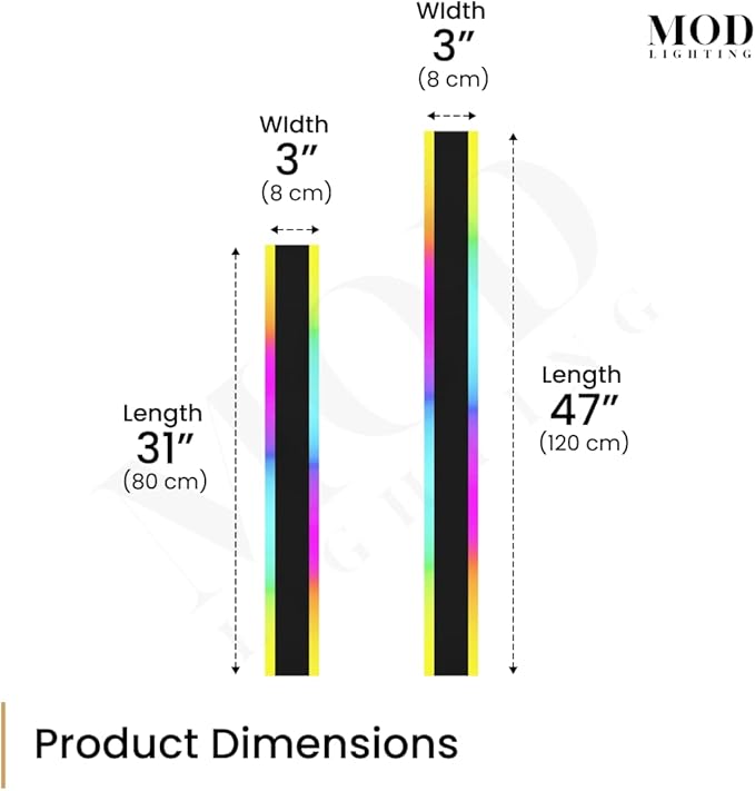𝗠𝗢𝗗 𝗟𝗜𝗚𝗛𝗧𝗜𝗡𝗚 Haylen RGB | Waterproof Outdoor Wall Lights, Dimmable with Remote, 7 Colors and 358 Light Effects, Long Wall Sconce, Modern Linear Exterior Light Fixture, 1-Pack (RGB | 47")