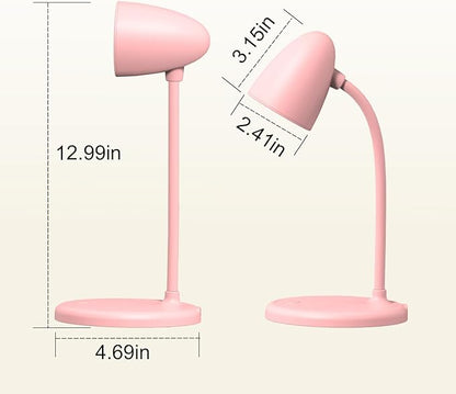 LED Desk Lamp for Home Office,3 Light Colors, Table Lamp,Dimmable Reading Light for Bedside Small Desk Lamp for College Dorm Room,Bedroom Desk Light Pink