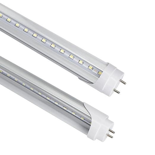 LightingWill LED T8 Light Tube 4FT, Daylight White 5000K, Dual-End Powered Ballast Bypass, 2000Lumen 18W (40W Equivalent Fluorescent Bulb Replacement), Clear Cover, AC85-265V Lighting Fixture, 4 Pack…