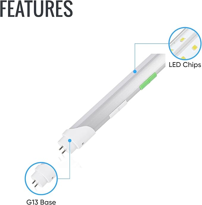 4FT T8 LED Tube Light, Type A+B, 12W/15W/18W/22W, 3000K | 4000K | 5000K | 6500K, Single and Double End Powered, Plug and Play or Ballast Bypass, 2860 Lumens, F32T8, 120-277V, Frosted Cover (12 Pack)