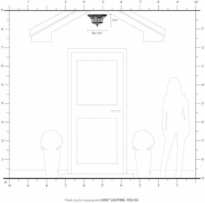 Livex Lighting 7053-91 Monterey 3 Light Outdoor/Indoor Brushed Nickel Finish Solid Brass Flush Mount with Clear Beveled Glass