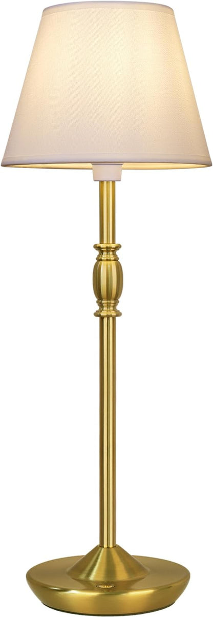 Cordless Table Lamp Portable Small LED Touch Lamp with Dimmer, 18" 2700K Rechargeable Battery Light for Bedside, Dining Room, Bedroom Lamp, Patio, Bar, Night Light, Bathroom (Antique Brass)