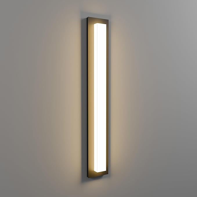 LamQee 31.5 in Aluminum Long Outdoor Wall Lights, 2900K 2000LM LED Waterproof IP65, Linear Modern Exterior Lighting Fixtures Wall Mount Outside Sconce Acrylic Shade for House Porch Patio Garage Door