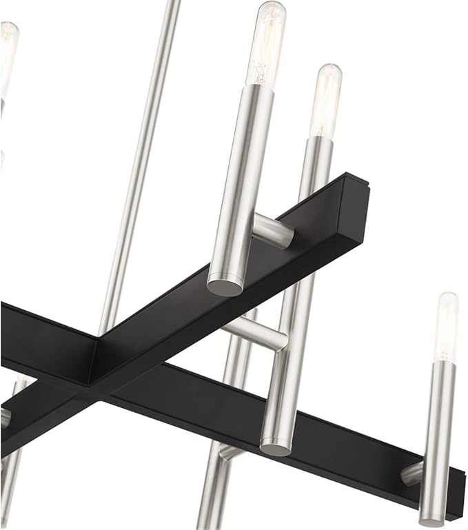Livex Lighting 49348-91 Denmark Collection 8-Light Chandelier with Exposed Bulbs, Brushed Nickel, 28 x 28 x 44