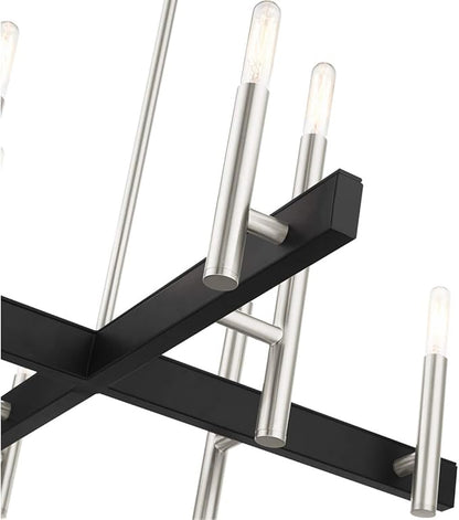 Livex Lighting 49348-91 Denmark Collection 8-Light Chandelier with Exposed Bulbs, Brushed Nickel, 28 x 28 x 44