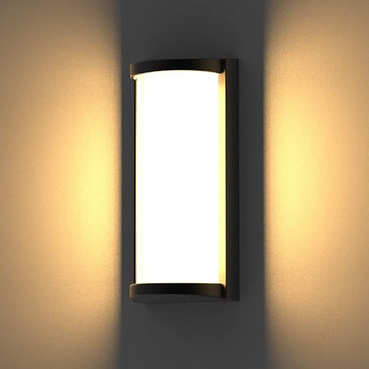 Sytmhoe Modern 3000K LED 18W Aluminum Semicircle Outdoor Wall Sconce Exterior Light Outside Light Fixture, Black with Warm White, IP65 Waterproof Wall Lights for House Patio Porch Garage(3000k)