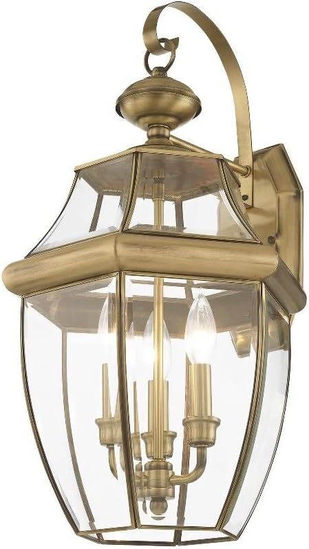 Livex Lighting 2351-06 Outdoor Wall Lantern with Clear Beveled Glass Shades, Verdigris