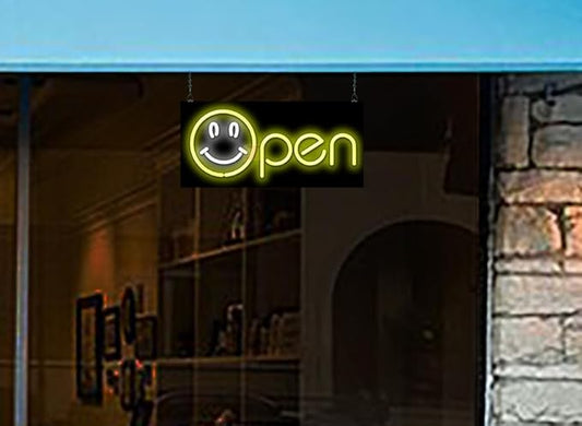 Happy Face Open Small Neon Sign