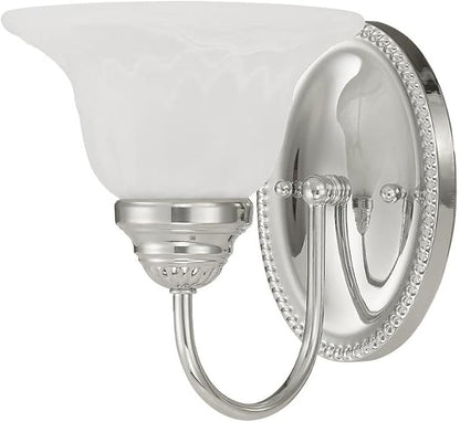 Livex Lighting 1531-02 Edgemont Single Light Wall Sconce Polished Brass with White Alabaster Glass, 7 x 8.75 x 8