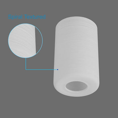 2 Pack White Frosted Spiral Textured Glass Shade, Cylinder Light Fixture Replacement Globe or Cover with 1-5/8-Inch Fitter for Chandelier Wall Sconce Pendant Light, G0071