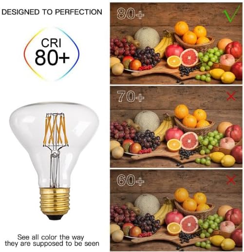 Vintage LED Edison Bulb R80/BR30 8W Dimmable Filament Bulb, LED Flood Light Reflector Bulb, 2700K Warm White E26 750Lumen, 70W Equivalent (6 Pack)