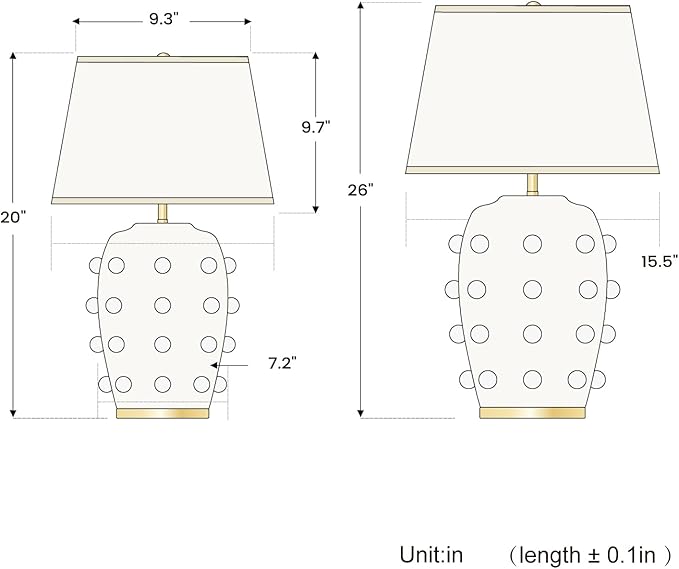 Modern Ceramic Linden Table Lamp - 26" White Ball Farmhouse Design, Classic Table Lamp Pottery Tapered Drum Shade for Living Room, Bedroom, Office, and Home （White）