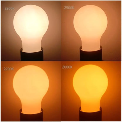 Liii&ARTMAN LED Light Bulb A19 Dim-to-Warm 2000-2800K 120V 6W E26 Matte Porcelain CRI95 500LM, (4-Pack)
