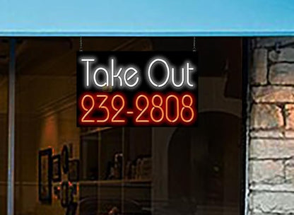 Take Out with your Phone Number Neon Sign