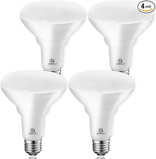 Energetic 4 Pack LED Recessed Light Bulbs BR30, 1100 Lumens, 85W Equivalent, Dimmable, Warm White 3000K, Indoor Flood Lights for Recessed Cans, UL Listed