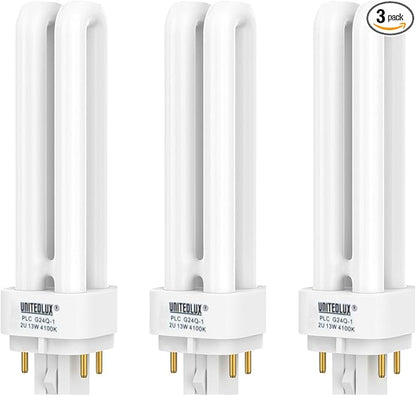 3Pack PLC-13W 4 Pin G24q-1,Double Tube, Compact Fluorescent Light Bulb - Replaces Sylvania 20671 CF13DD/E/835 - Philips 38327-3 PL-C 13W/835/4P/ALTO and GE 97596 F13DBX/835/ECO4P(3)
