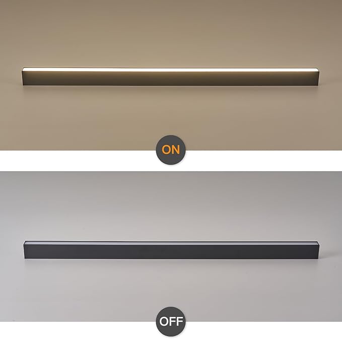 Black ceiling light LED, modern and simple, long strip ceiling surface installation, suitable for living room, bedroom, corridor and kitchen, remote control to switch color and brightness, 59 inches