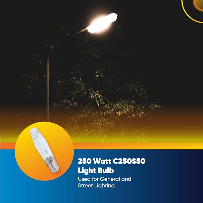 Technical Precision 250W HPS Bulb High Pressure Sodium Light Bulb Replacement for Philips C250S50 Light Bulb ED18 High Intensity Discharge Bulb with E39 Mogul Screw Base - Clear - 120V - 1 Pack