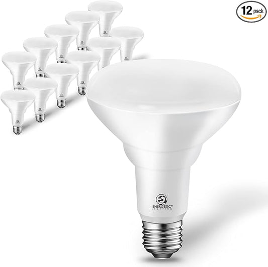 Energetic BR30 LED Recessed Light Bulb, 9W=75W, 6000K Cool Daylight, 900LM, Dimmable Ceiling Flood Light Bulb for Cans, CRI80+, 12-Pack