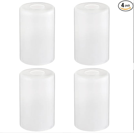 4 Pack White Frosted Glass Shades Replacement, 5.9in Height, 3.9in Diameter, 1.65in Fitter, Cylinder Glass Shade Covers Replacement Globe for Chandelier Pendant Wall Sconces Light Fixtures