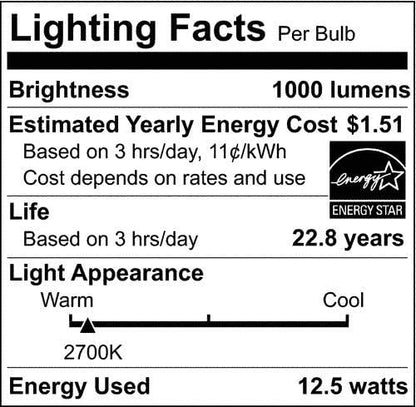 Satco S29425 12.5 Watt 120 Volt PAR30LN LED Reflector Light Bulb; 2700K Warm White Light; 1000 Lumen; 25 deg. Beam Angle; E26 Medium Base; Dimmable; CA Compliant (12 LED Light Bulbs)