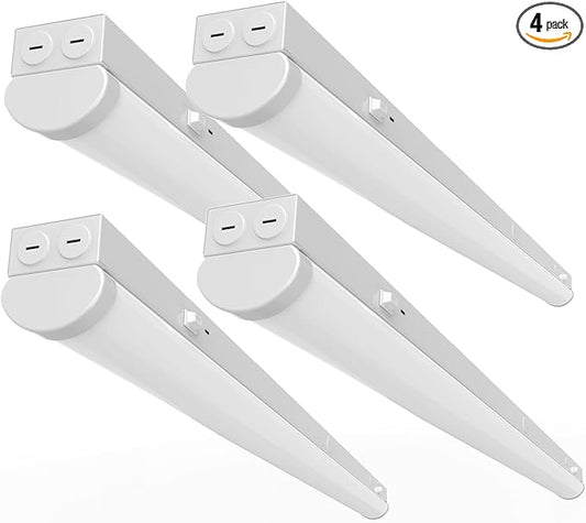 4FT LED Linear Strip Light, LED Shop Lights 40W/35W/30W Selectable,4 Color Selectable 3500K-6500K Adjustable,0-10V Dimmable Commercial Garage Office Ceiling Light Fixture, ETL DLC Listed (4 Pack)