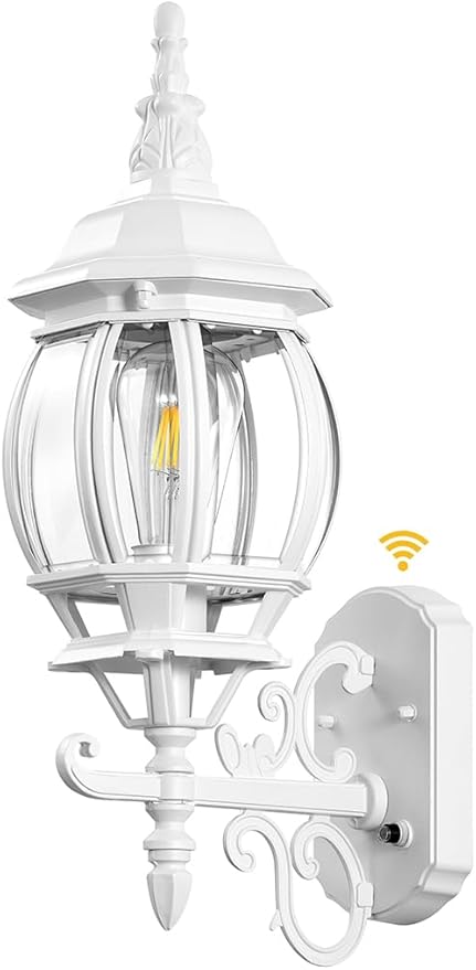 VIANIS Outdoor Wall Sconce, White Dusk to Dawn Outdoor Lighting Wall Mounted, 100% Aluminum Waterproof Exterior Front Porch Light Fixture for House, Modern Outside Lantern Lights for Garage Lamp