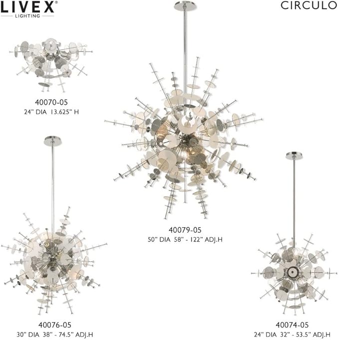 Livex Lighting 40079-05 Circulo - Twelve Light Grand Foyer, Polished Chrome Finish with Chrome Discs Glass