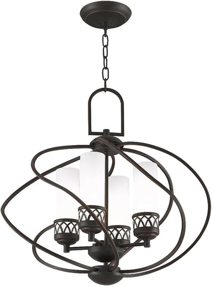 Livex Lighting 4724-91 Westfield 4-Light Chandelier, Brushed Nickel, 22"L x 22"W x 21.25"H