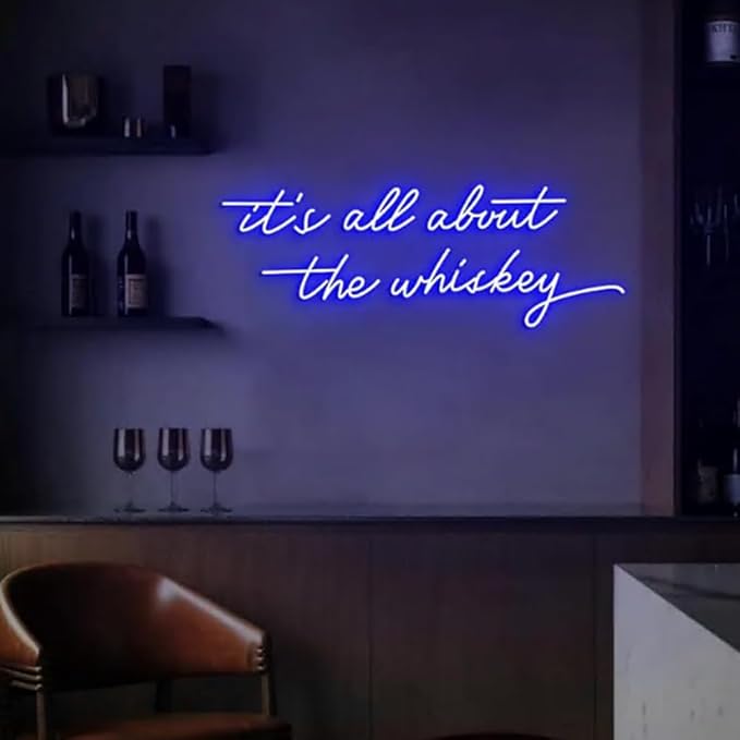 It's all about the whiskey Neon Sign, Whiskey Bar Sign, Home Whiskey Bar Decoration, Whiskey Signs Size:H8 x W25 Inches