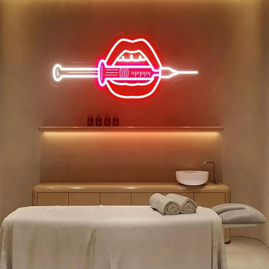 Lips Botox Neon Sign, Botox Neon Sign, Med Spa Decor, Spa Studio Decor, Botox and Filler, Surgery Office Art, Injection Beauty Salon Sign USB Size:20x9inches