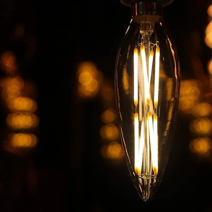 E12 LED Bulb 8W,100 watt Equivalent, Dimmable Candelabra Led Light Bulbs,Chandelier Light Bulbs 2700K Warm White,850lm Edison Bulb 4.85In,4-Pack.