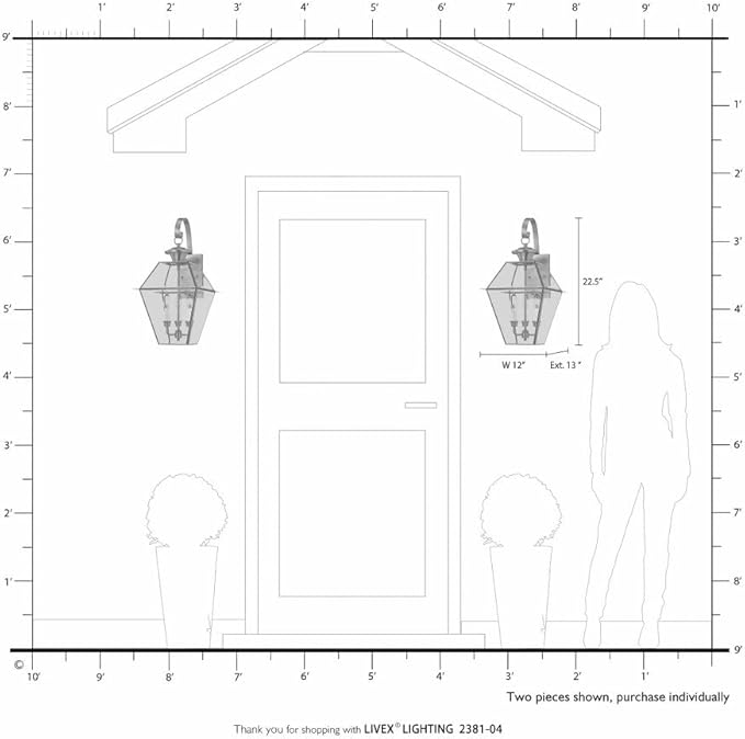 Livex Lighting 2381-07 Westover 3-Light Outdoor Wall Lantern, Bronze