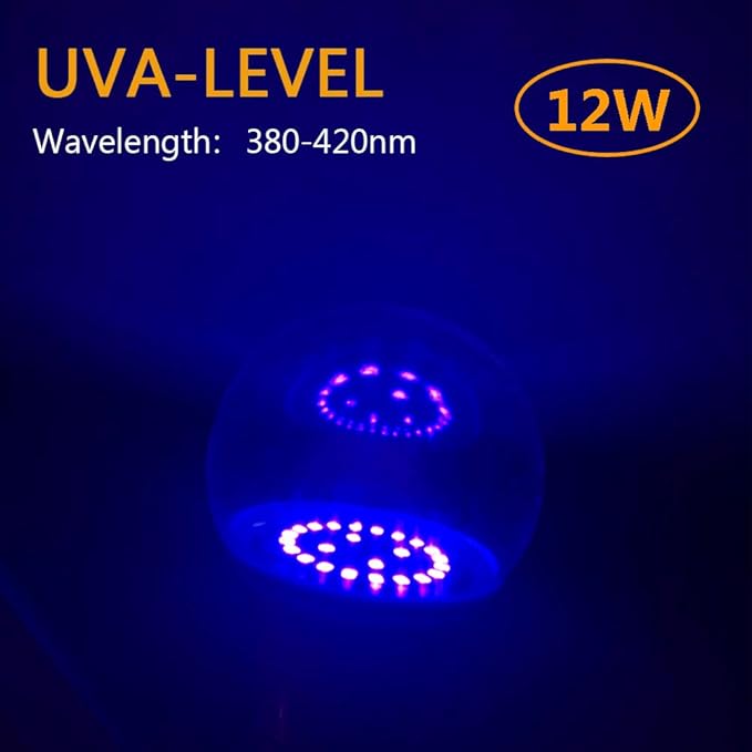 LED Black Light Bulbs,12W E26 Base(110V- 240V) UV Blacklight Bulb, Glow in The Dark,Black Lights for Glow Party,Fluorescent Poster,Halloween,Body Paint,Neon Glow(8 Pack)