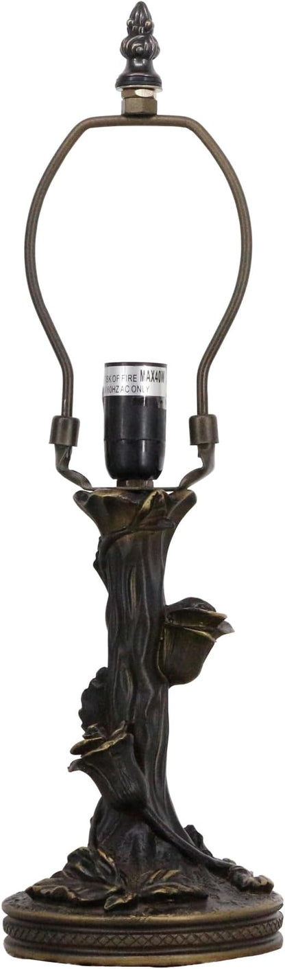 Table Lamp Base Replacement Only, Wide 5 Height 15 Inch, Fit for 6, 8, 10 Inch Tiffany Style Stained Glass Lampshade, Dark Bronze Finish,Resin, Push Switch On Cord(D (W5H15 Inch))