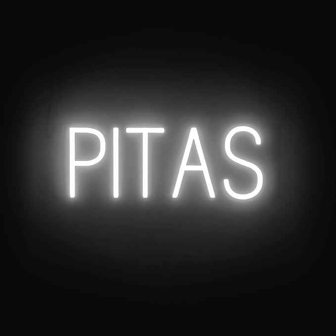 SpellBrite PITAS Sign | Restaurant-Related Sign with Neon Look, White LED Light | 18.1" x 6.3"