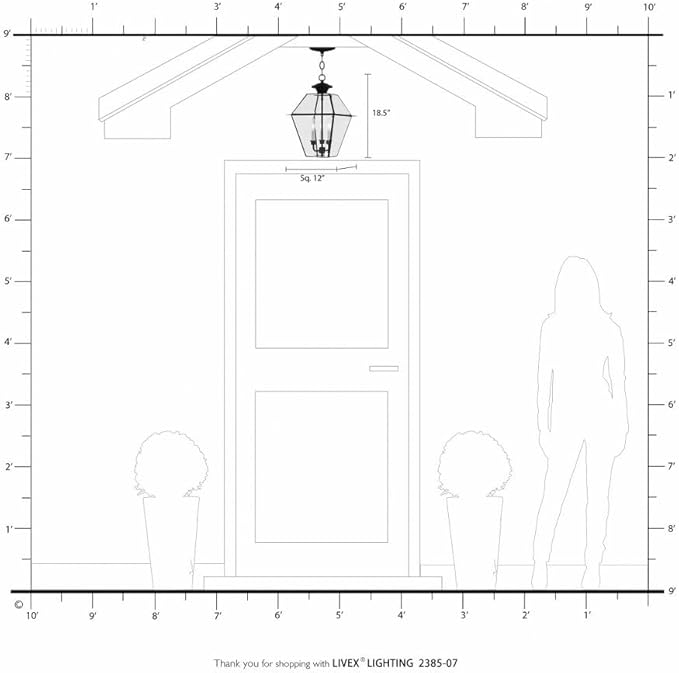 Livex Lighting 2385-04 Westover 3-Light Outdoor Hanging Lantern, Black