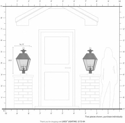 Livex Lighting 2173-04 Mansfield 4-Light Outdoor Post Head, Black, 27.50x15.00x15.00