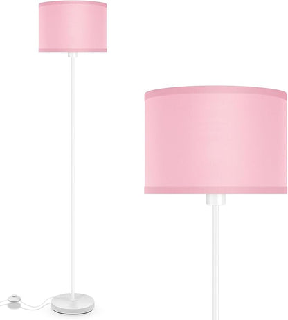 Floor Lamp, Standing Lamp, Short Floor Lamps with Pink Lampshade, 59" Tall Lamps for Bedroom, Foot Switch, Simple Corner Pole Lamp for Kids Room, Girls Room, Living Rooms, Office(NO Bulb, E26 Base)