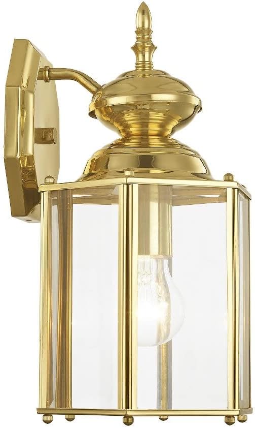 Livex Lighting 2007-02 Outdoor Wall Lantern with Clear Beveled Glass Shades, Polished Brass
