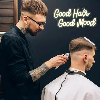 Good Hair Good Mood Neon Sign Salon Art Decor Wall Room Decor for Home Neon Lights for Barbershop Hair Shop Decoration Neon Sign USB Size:50CM
