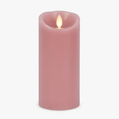 Luminara Blooming Mauve Garden Pillar Candles - Flameless Real-Flame Nature-Inspired Battery Operated LED Decor - Spring Summer Collection - 3" x 6.5"